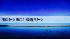 玉津什么意思？读音是什么
