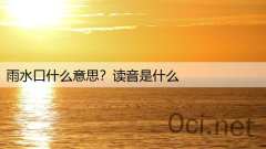 雨水口什么意思？读音是什么